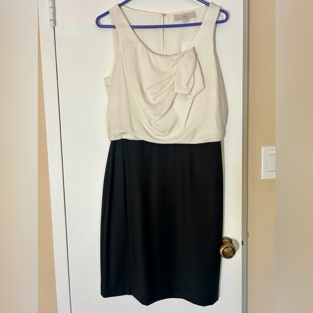 Elegant Black and Cream Dress From Loft Women’s Size 6